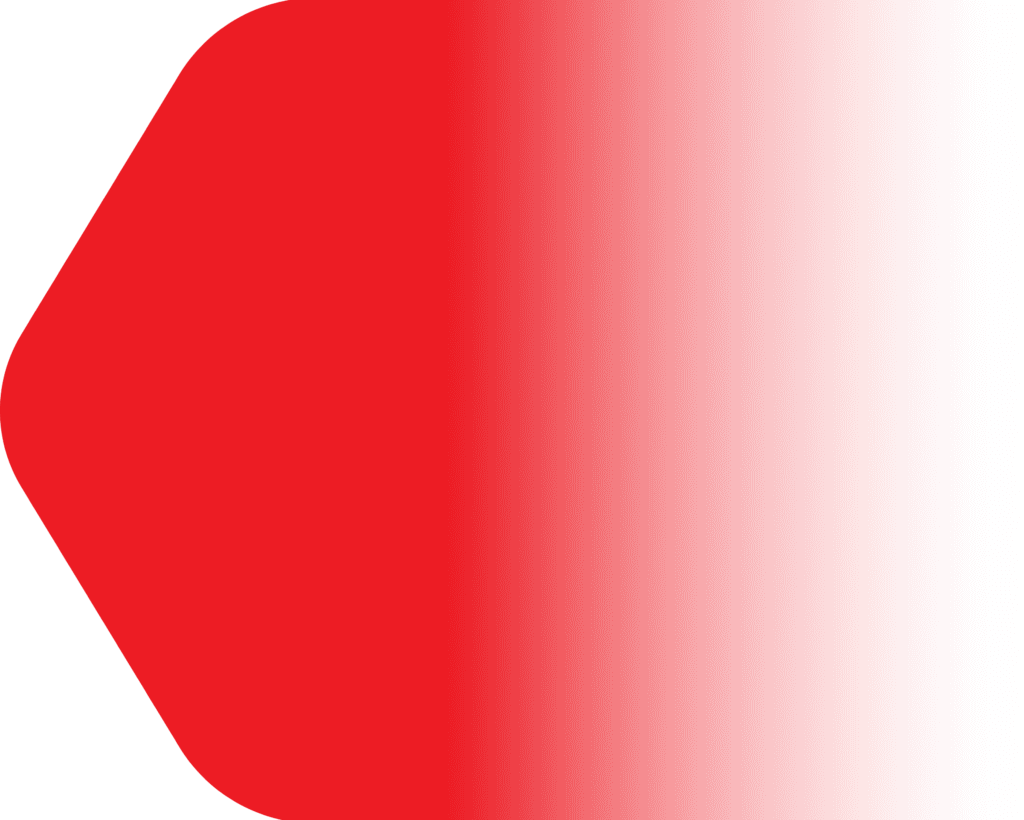 Abstract design featuring a large red hexagon on the left with vertical lines fading from red to black on the right.